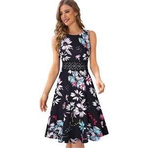 Black floral cocktail evening party dress size small